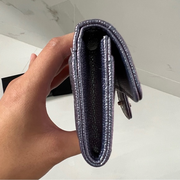 Chanel Iridescent Purple Light Gold Hardware Classic Flap Card Holder - Picture 8 of 12